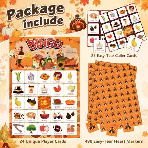 MDDRUIQI Thanksgiving Crafts for Kids - Thanksgiving Bingo Cards for Kids