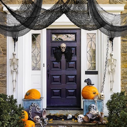 6 Pack Halloween Creepy Cloth 30x72 Inch Halloween Decor - 4 Black 2 Red
