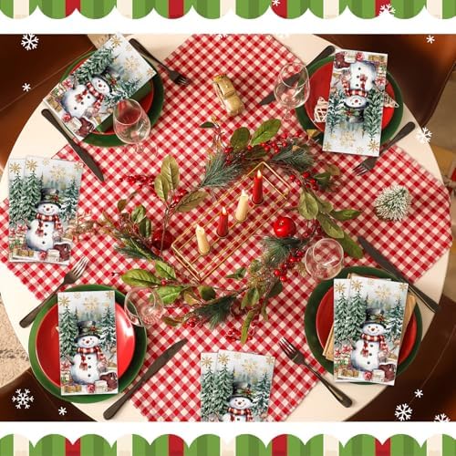 100 Pcs Christmas Snowman Guest Paper Napkin for Decoupage