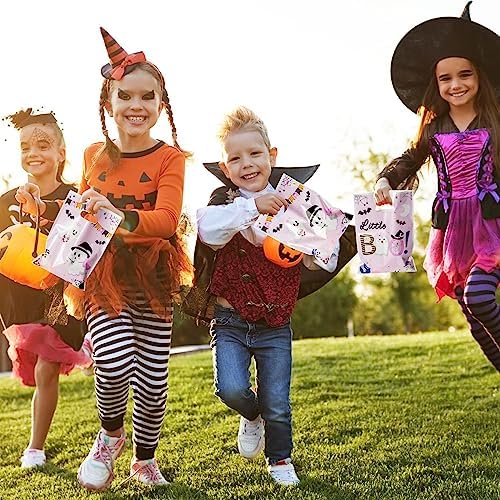 Haooryx Pink Little Boo Favor Bags Halloween Little Ghost Plastic Gift Bags
