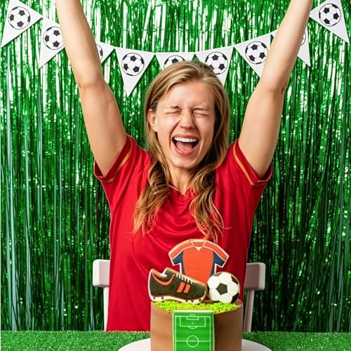 2 Pack Foil Curtain Backdrop Green Metallic Tinsel Foil Fringe Curtains Photo Booth Props for Birthday Wedding Engagement Baby Shower Bachelorette Christmas Holiday Celebration Party Decorations