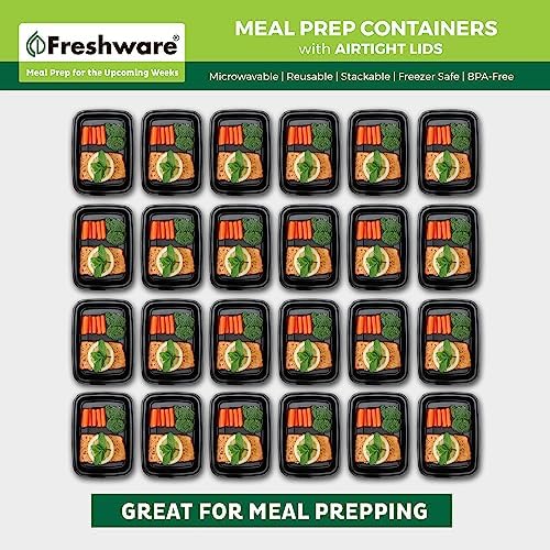 Freshware Meal Prep Containers 1 Compartment with Lids, Food Storage Containers, Bento Box, BPA Free, Stackable, Microwave/Dishwasher/Freezer Safe,24OZ (Pack of 300)