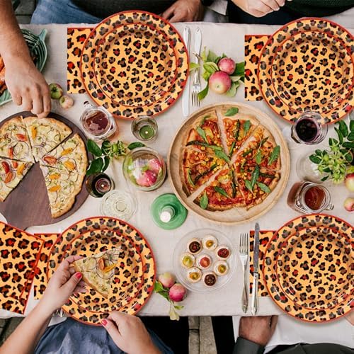 180pcs Red Cheetah Print Plates and Napkins Party Supplies,Serves 60
