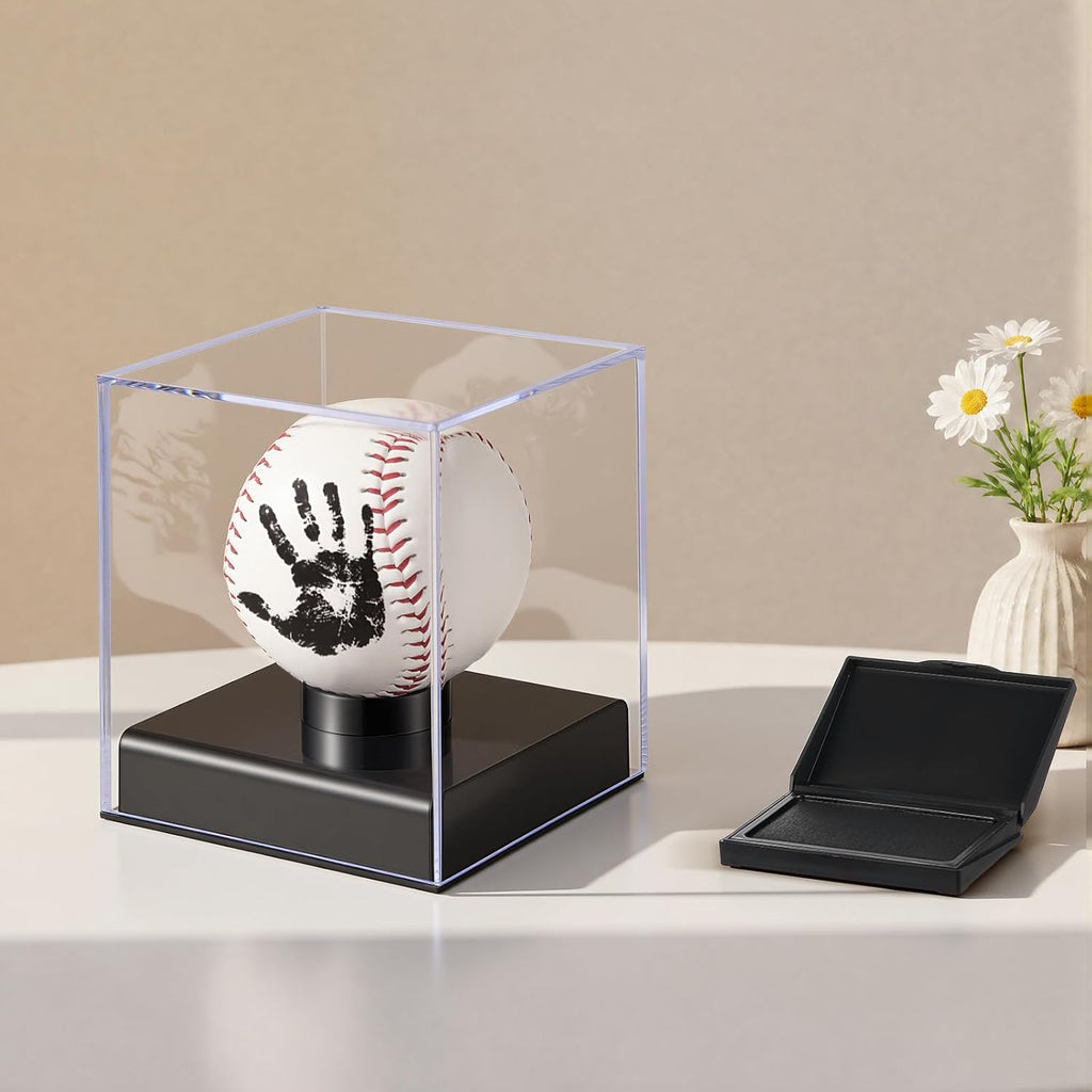 Colingmill Red Heart Baseball Dad Gifts Picture Frame and Baseball Display Case Set Ball and Card Holder for Dad Husband Boyfriend Home Office Table Decoration