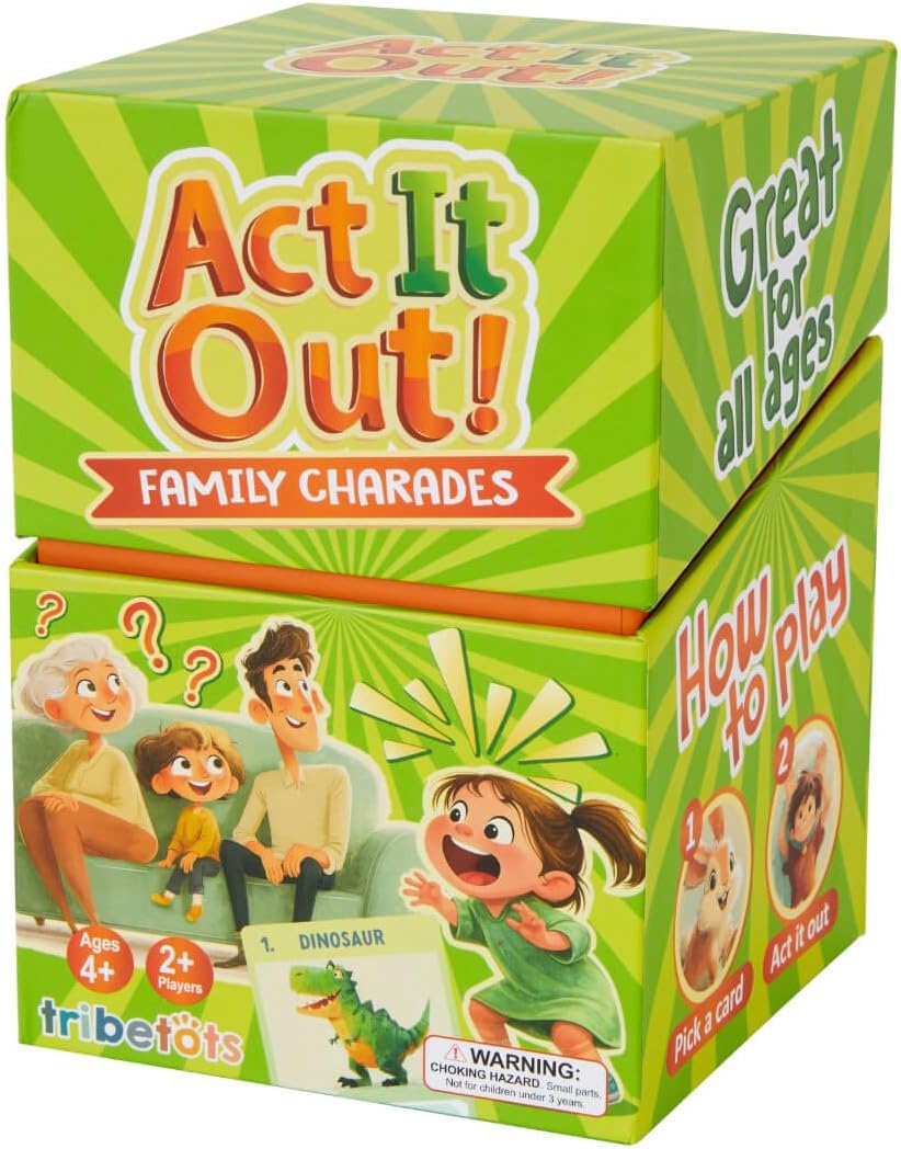 Charades for Kids & Family – Fun Acting Card Game for Family Game Night, No Reading Required & Cooperative Picture Charades Board Game, Ages 4 and Up, Kids Charades Game, for Boys & Girls