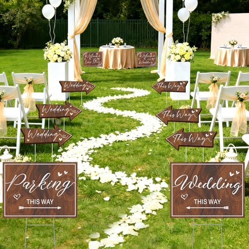 Wedding Welcome Signs for Reception Outdoor Weddings This Way Decor 10 Pack