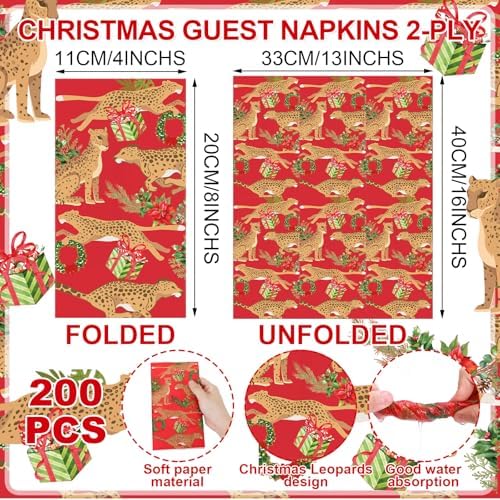 Seajan 200 Pcs ChristmasLeopard Disposable Hand Towels for Bathroom