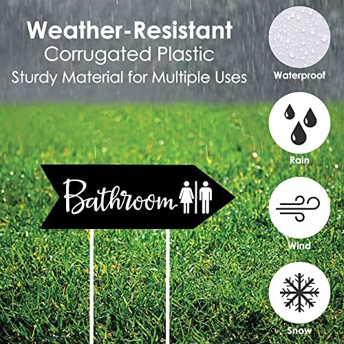 Big Dot of Happiness Black Wedding Bathroom Signs - Wedding Sign Arrow - Double Sided Directional Yard Signs - Set of 2 Bathroom Signs
