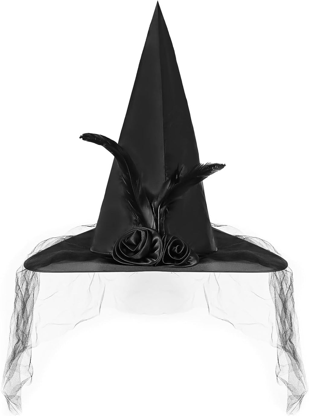 JXITON Halloween Witch Hat Women Witches Hat with Veil for Women Halloween Costume Party,Purple，Black,Orange