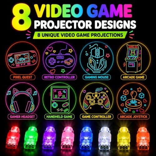Budbof 40 PCS Party Favors for Kids, LED Finger Lights, 8 Gaming Designs, Birthday Party Favors, Goodie Bag Fillers, Pinata Fillers, Classroom Rewards, Video Game Party Supplies