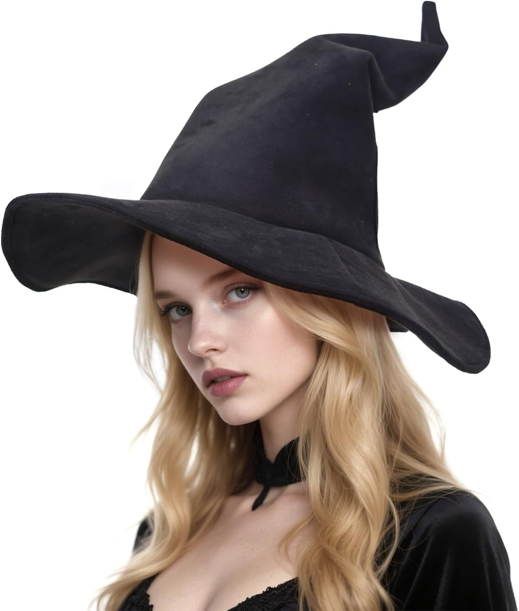 Vegove Suede Wizard Hat Witch Hats, Adult Witches Sorcerer Halloween Costume Accessories