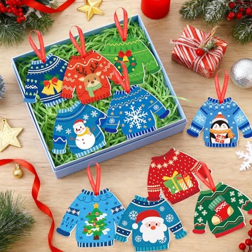 FOGWOWO 24 Pcs Gift Card Holder Christmas Ugly Sweater Shaped Holiday Gifts