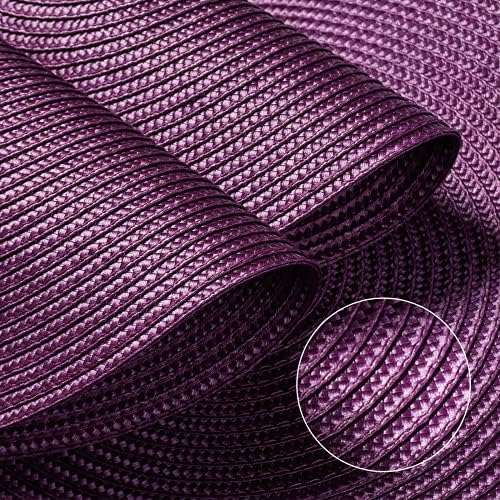FunWheat Round Braided Placemats Set of 6 Table Mats for Dining Tables Woven Washable Non-Slip Place mats 15 inch(Purple, 6pcs)