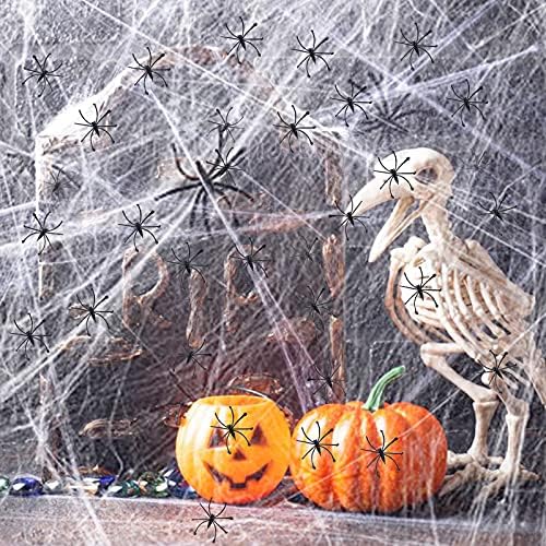 Labrostar 1000 Sqft Halloween Spider Web Decorations with 100 Fake Spiders Spooky Spider Webbing Decorations Indoor Outdoor Party Yard Decor Supplies for Bar Haunted House