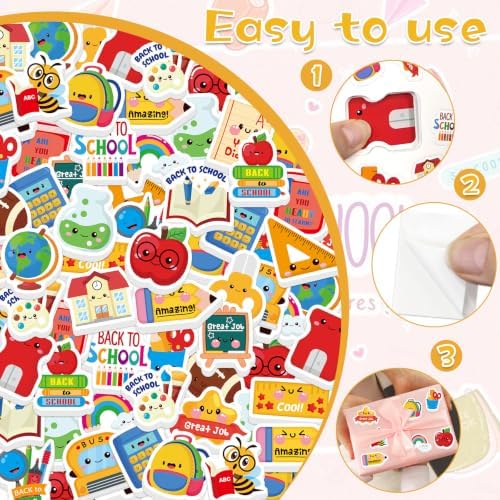 Welcome Back to School Foam Stickers, 300PCS Colorful Self-Adhesive First Day of School Stickers Campus Themed Foam Stickers for DIY Crafts Scrapbook Water Bottle Classroom Reward
