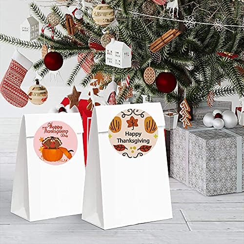 500 Pcs Thanksgiving Stickers, 1 Inch 8 Designs Happy Turkey Theme Stickers for Party Favors, Gift Decoration