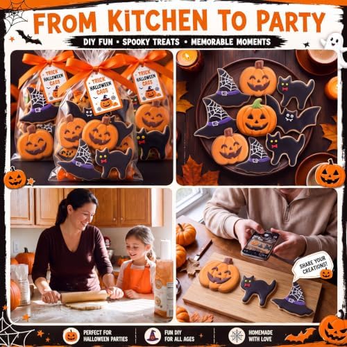 Teenyyou 3 Pcs 7.5 Inch Large Halloween Cookie Cutters Set Extra Large Pumpkin Witch's Hat Cat Shapes Stainless Steel Metal Giant Cookie Cutters Molds for Halloween Day Baking Party Kitchen Accessory