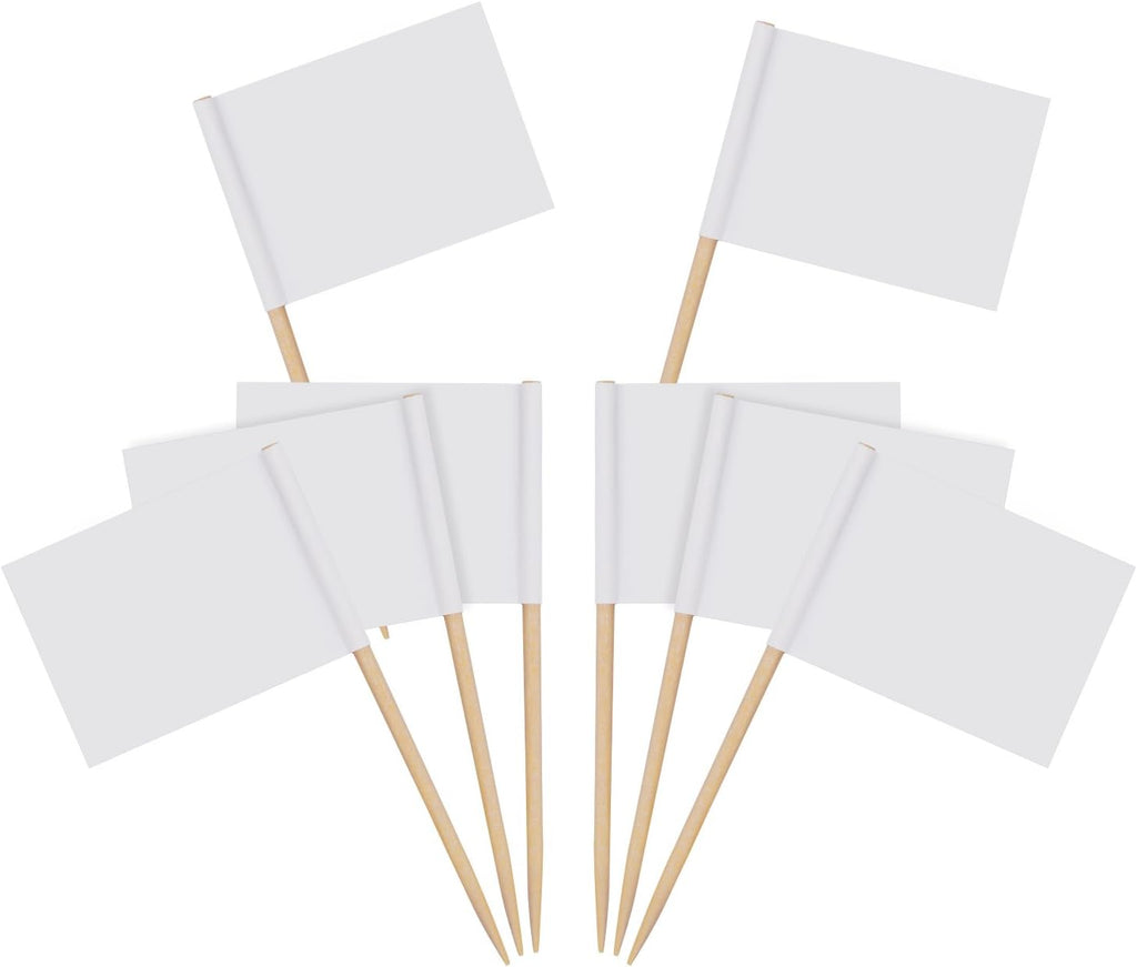 Senkary 100 Pack Blank Toothpick Flags Paper Food Signs Cheese Markers Cheese Labels for Charcuterie Board Accessories (White)
