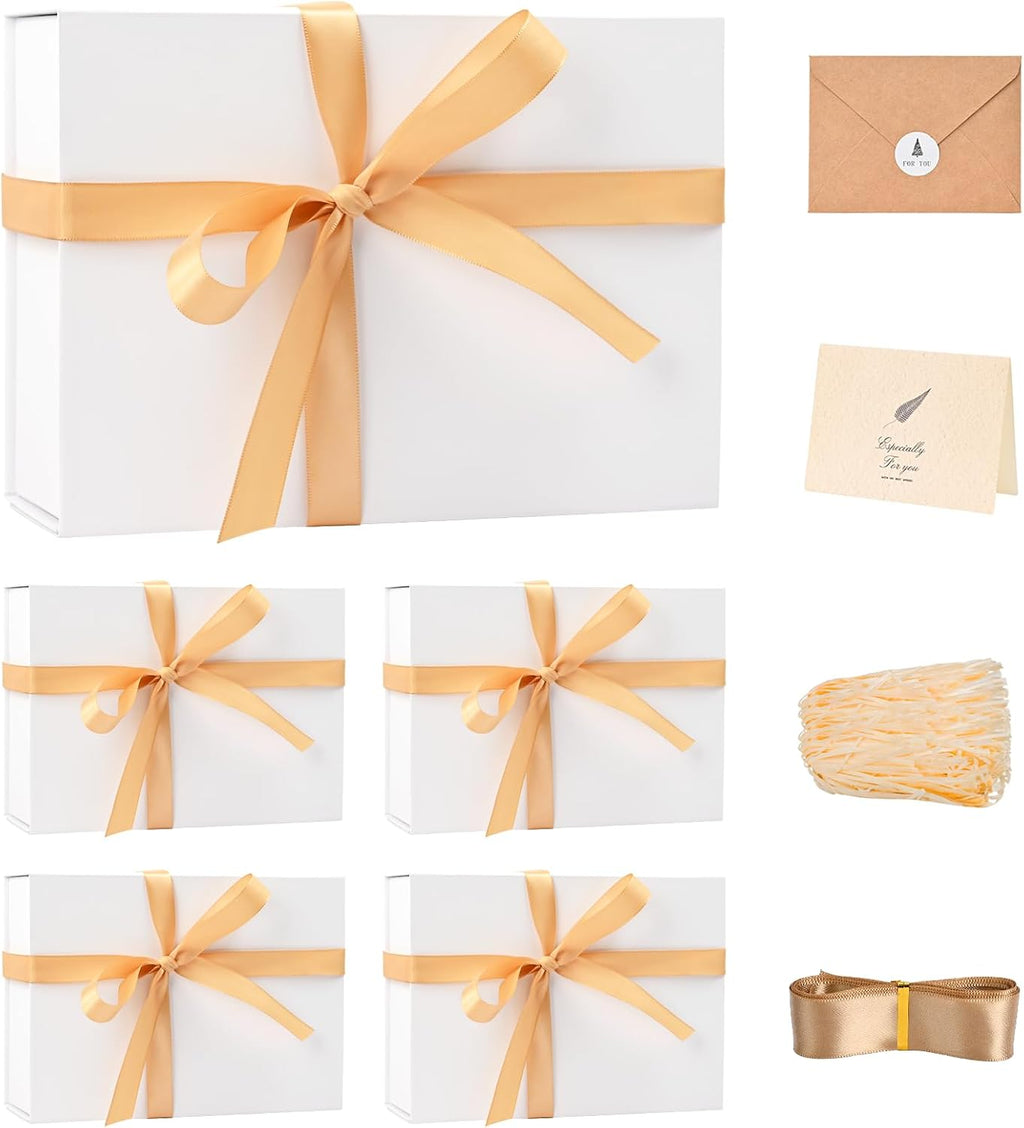 LIFELUM White Wedding Gift Box with Magnetic Lid for Presents, 9.5"x7"x3.5"