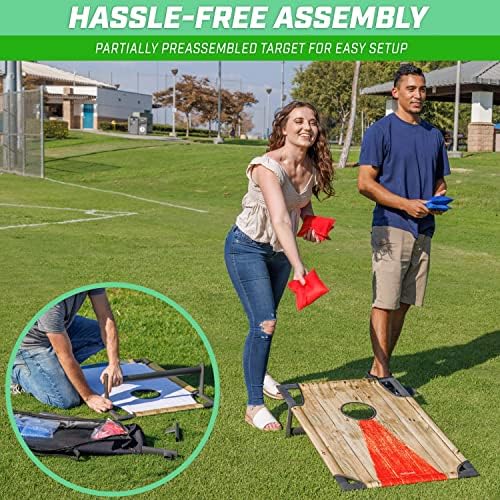 GoSports Portable Cornhole Set with Carry Case - Outdoor Lawn Bean Bag Toss Game for Adults and Family - Beach, Camping, Yard Games & More