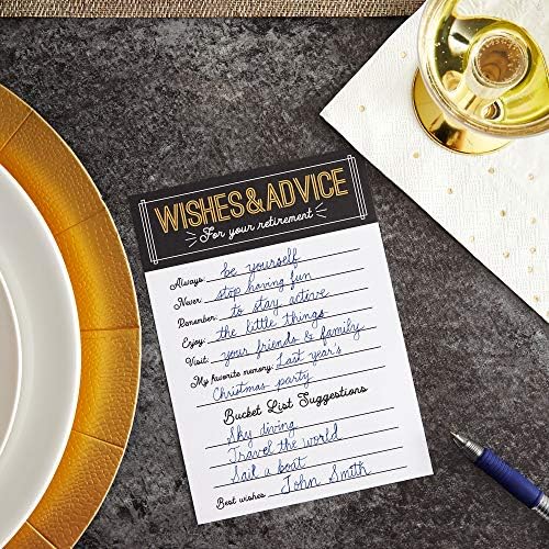 Sparkle and Bash Retirement Advice Cards & Wishes - 5 x 7-Inch, 36 Pack, Black Letter Print - Party Games, Well Wishes & Memory Advice for Retiree