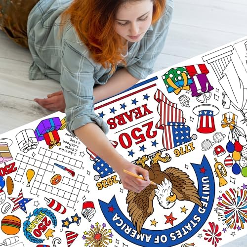 4th of July Patriotic Coloring Tablecloth, 30x72 Inches