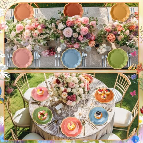 72 Pcs Floral Paper Plates 9 Inch Disposable, Fall