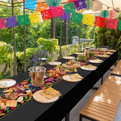 3 Pcs Mexican Fiesta Plastic Tablecloth,108 x 54 Inch