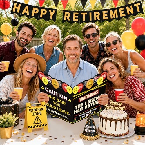 WNINK Warning Retirement Card for Men Women, Jumbo Happy Retirement Guest Book Card with Envelope, Large Farewell Signing Card, The Legend Has Retired Party Decorations Gift