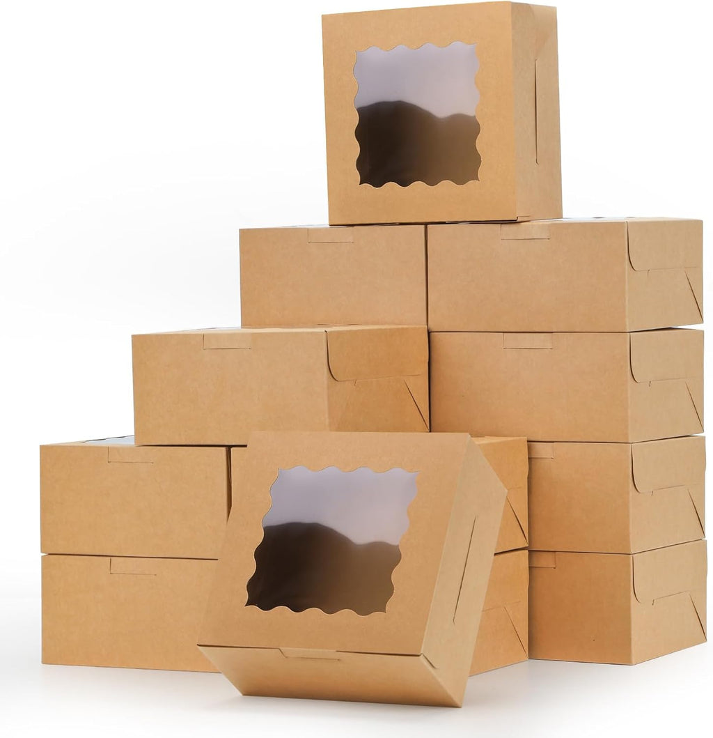OAMCEG Cupcake Boxes, 6x6x3 Inches Cookie Boxes,50 Pack,Brown
