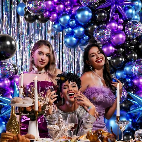 Black Purple Blue Balloon Arch Kit for Birthday Decorations