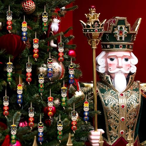 Cinnvoice 240 Pcs Holiday Wood Beads with Twine, Classic