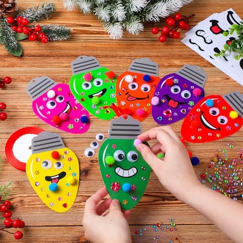Funrous 48 Sets Christmas Crafts Bulk Colorful Lights Bulbs Paper Crafts