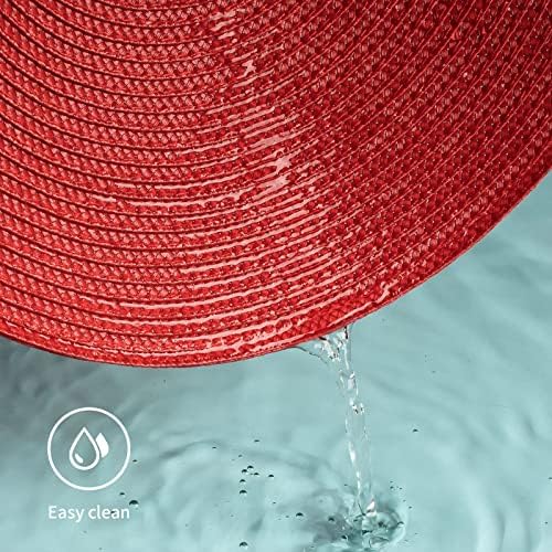 FunWheat Round Braided Placemats Set of 12 Place Mats for Dining Table Woven Washable Non-Slip Table Mats 15 Inch(Red,12pcs)