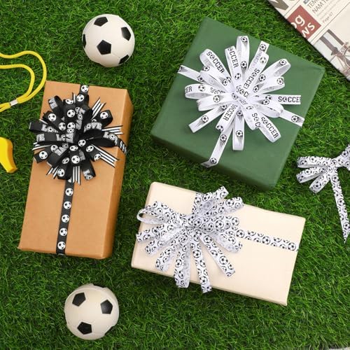 DECYOOL Soccer Ribbon for Craft, 3/8" Width 60 Yards Sport Grosgrain Ribbon