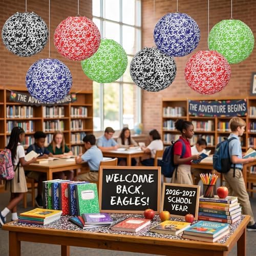 Baquler 12 Pcs Composition Notebook Hanging Lanterns Decoration, Multicolor