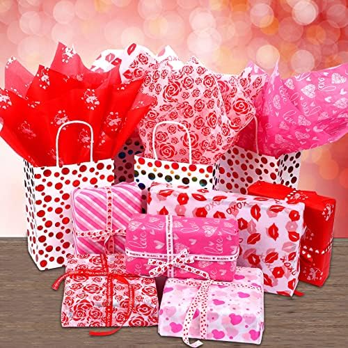 SANNIX 100 Sheets Valentine's Day Tissue Paper Bulk Gift Wrapping Paper for Gift Wrapping Boxes DIY Crafts Birthday Holiday Wedding Party Decoration 19.7 ×13.8 Inch (10 Patterns)