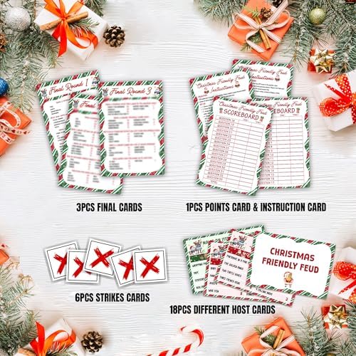Christmas Friendly Feud Game, Funny Christmas Party Games, Friendly Feud Trivia Quiz for Family, Winter Xmas Holiday Party Supplies for Adults -10