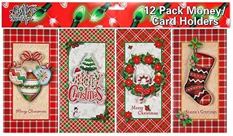 Gift Boutique Christmas Money or Gift Card Holders with Envelopes 12 Count