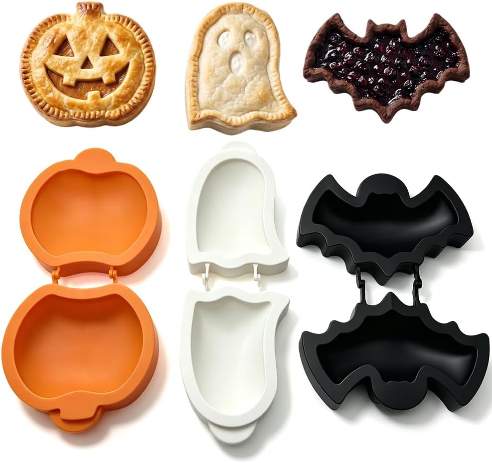6Sets Mini Halloween Cookie Cutters 6 Different Designs: Pumpkin, Ghost, Hat, Candy, Bat, Skull Cookie Cutters for Kids, Pet Snacks, Fondant