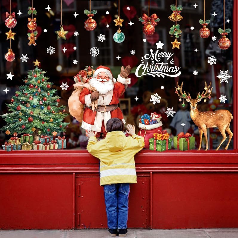 Christmas Window Clings Cute Large Christmas Stickers Decorations