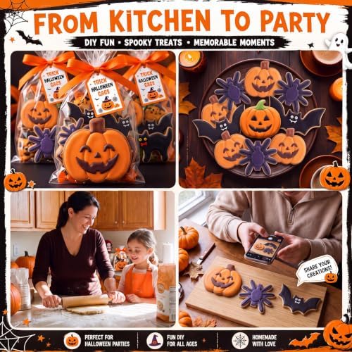 Teenyyou 3 Pcs 7.5 Inch Large Halloween Cookie Cutters Set Extra Large Pumpkin Bat Spider Shapes Stainless Steel Metal Giant Cookie Cutters Molds for Halloween Day Baking Party Kitchen Accessories