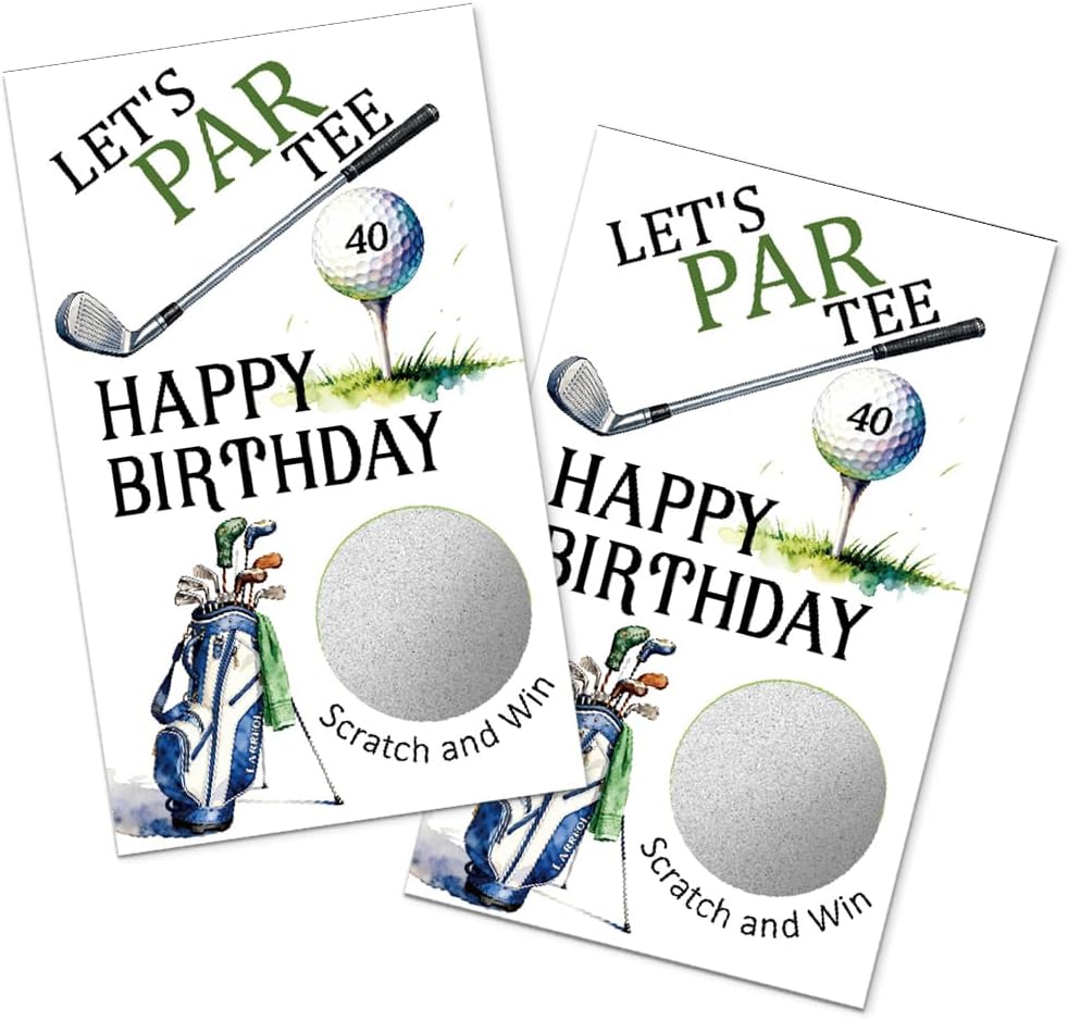 TOUNER 50Pcs Let's Par Tee Birthday Scratch Off Game Cards, Men Golf Scratch Cards for Father's Day Family Gathering Summer Birthday Retirement Party Lottery Prize Raffle Tickets Business Promotion