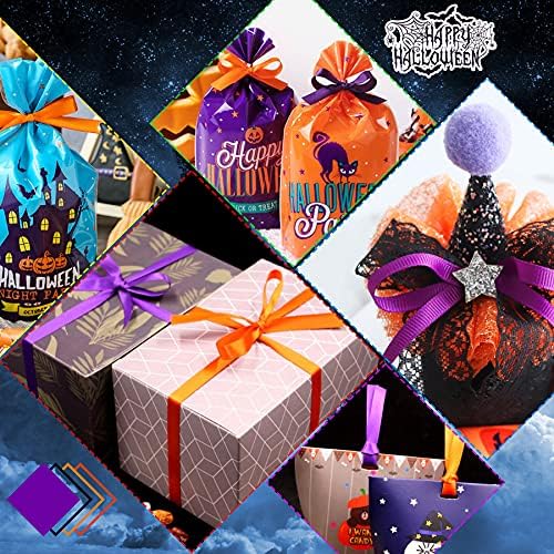 DECYOOL 4 Rolls 100 Yds Halloween Ribbon Orange Satin Gift Wrapping Ribbons