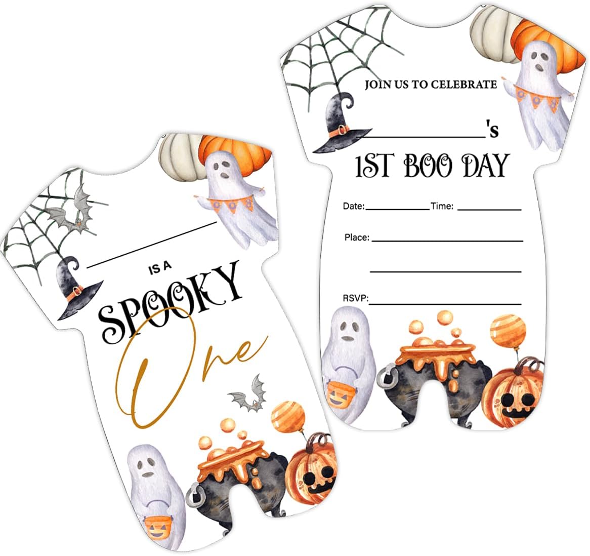 Halloween 1st Birthday Invitations Ghost Spooky One First Birthday Invitations Set of 20 Invites with Envelopes for 1st Birthday