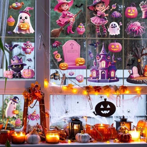 64Pcs Halloween Window Clings, Halloween Window Stickers for Party Decor