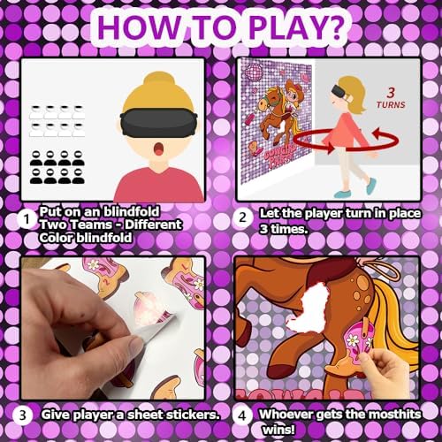 Western Cowgirl Birthday Party Games for Kids Pin The Boot on The Cowgirl Game for Western Rodeo Disco Birthday Party Decorations Favors Supplies - 24 Stickers