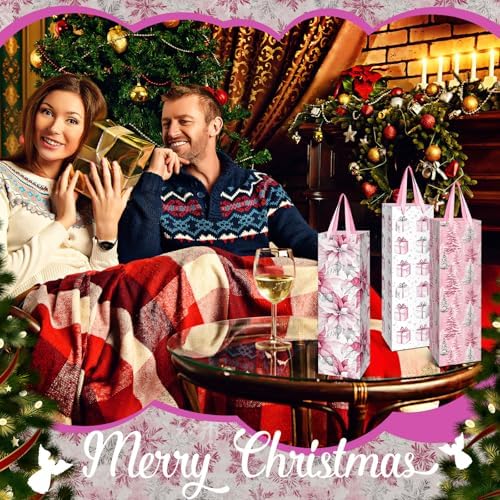 TaoBary 12 Pcs Christmas Wine Bags with Handles, Stylish
