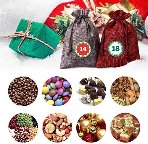 Naler Advent Calendar 2026, 24 Pieces Hanging Burlap Bags, 3 Colors