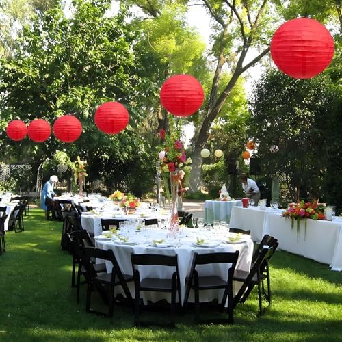 20Pcs Red Paper Lanterns for Parties, 4” 6” 8” 10” 12” Chinese Asian Hanging Round Paper Lanterns for Birthday Wedding Halloween Christmas Home Decor Party Decor